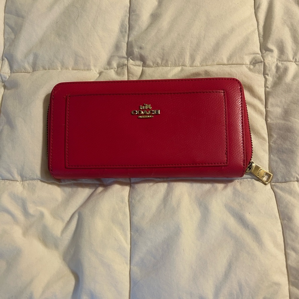 Coach Bright Pink Zip-Around Wallet
